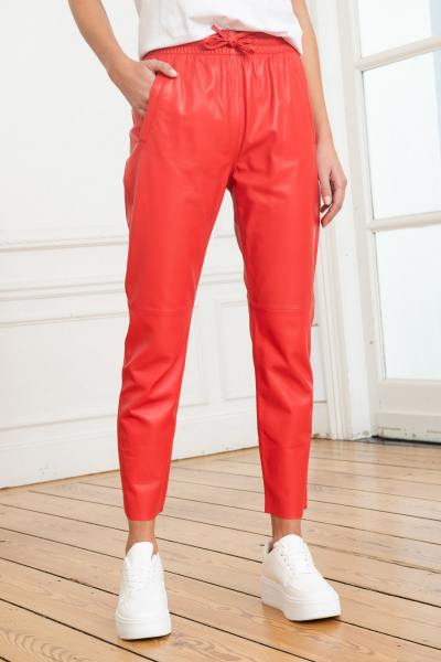 Pantaloni di montone rossi da donna