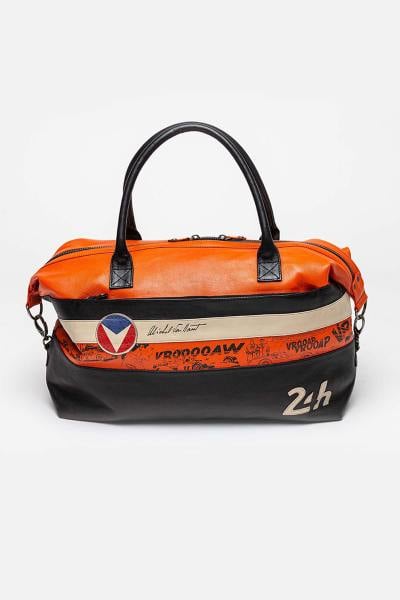 Borsa Michel Vaillant 48h in pelle nera e arancione