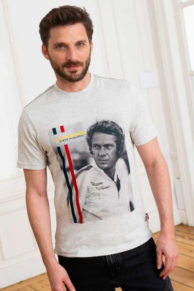 T-shirt homme blanc Steve McQueen Le Mans 1971