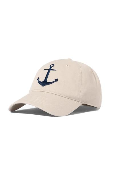 Marineblaue Anker-Beige-Mütze aus Baumwolle für Herren