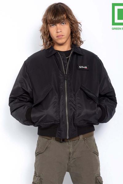 Bomber noir en nylon recyclé homme