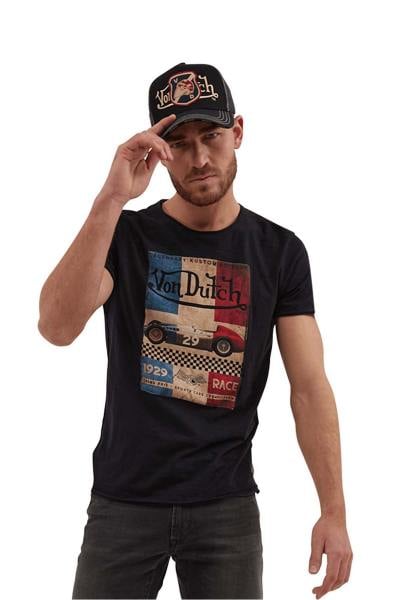 T-shirt marrone da uomo con stampa bandiera francese
