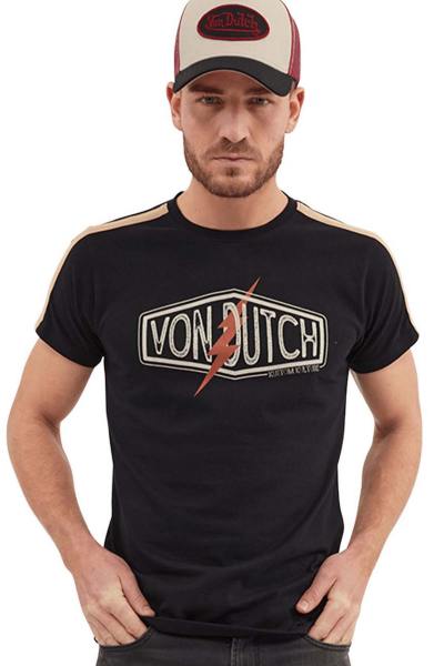 Camiseta negra de hombre con logo vintage.