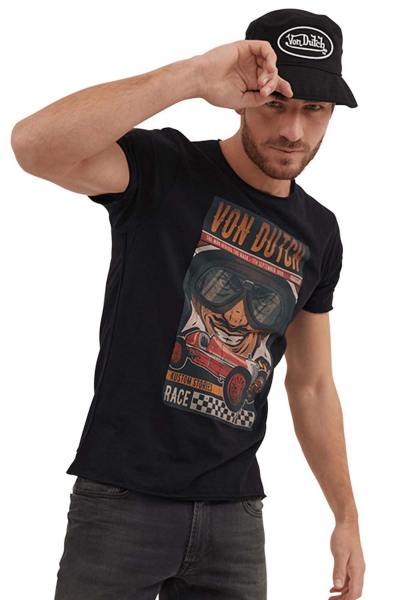 Camiseta negra de hombre con estampado de cómic.