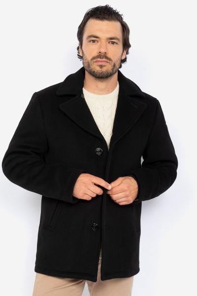 Manteau en laine noir pour homme