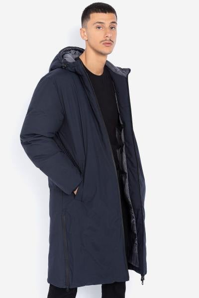 Parka textile longue bleu marine pour homme