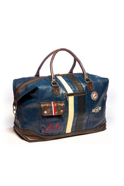 Reisetasche aus blauem Echtleder