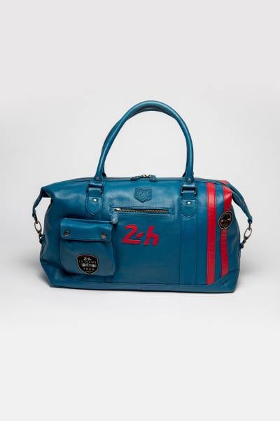 Reisetasche aus ozeanblauem Leder im Racing-Stil