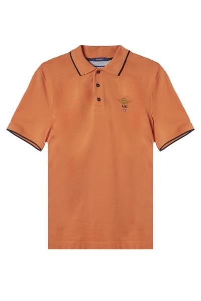 Polo orange à manches courtes en coton