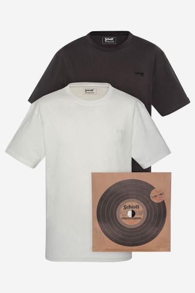 Packung mit 2 cremefarbenen und schwarzen T-Shirts