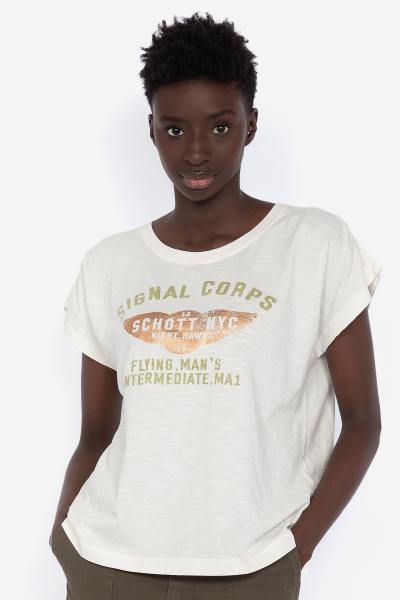 Cremefarbenes Army-T-Shirt für Damen