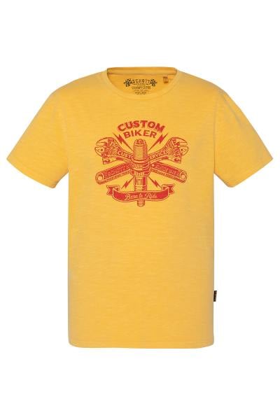 T-shirt gialla e rossa in stile vintage