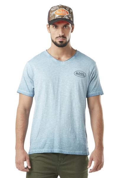 T-shirt azzurra in cotone con logo