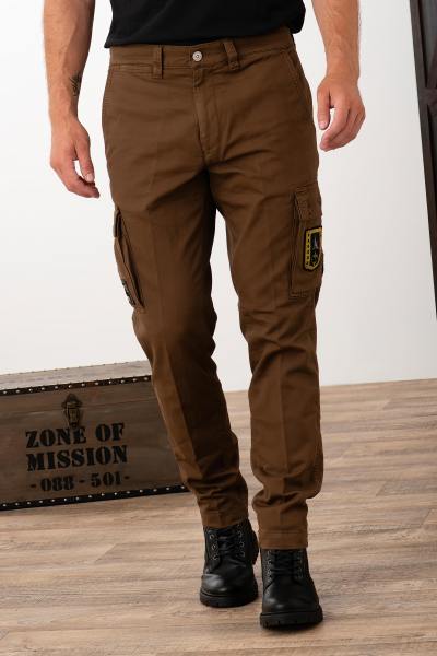 Pantaloni stile militare color cioccolato