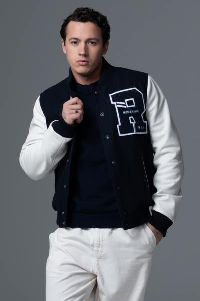 Varsity jacket bleu marine et blanche