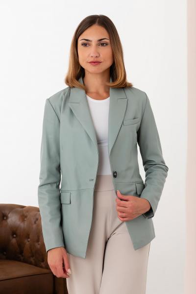 Veste blazer en cuir couleur amande