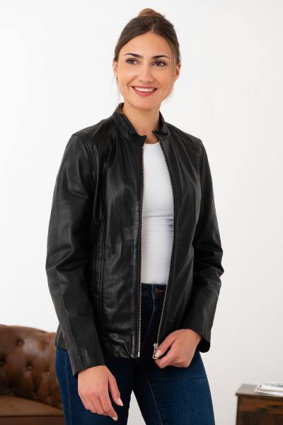 Blouson en cuir type spencer noir