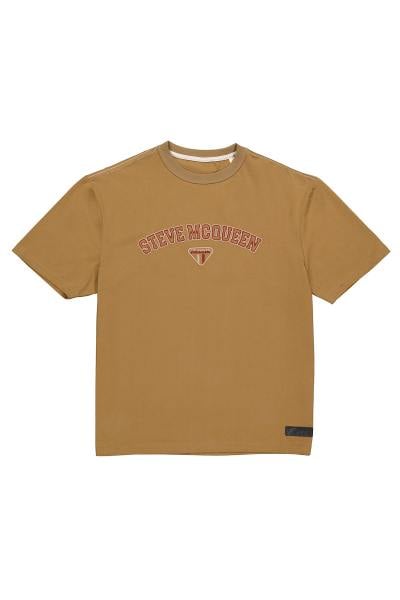 T-shirt color tabacco con ricamo Steve McQueen