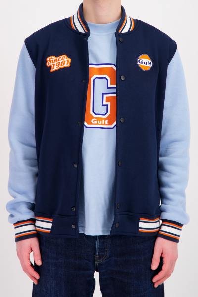 Blouson Teddy Varsity textile bleu Gulf