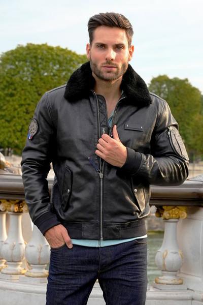 Blouson aviateur 70 ans patrouille de France noir homme