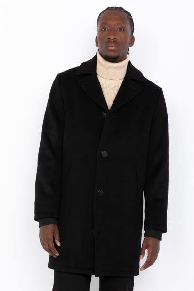 Manteau long à boutons noir 