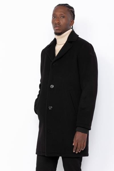 Manteau long à boutons noir 