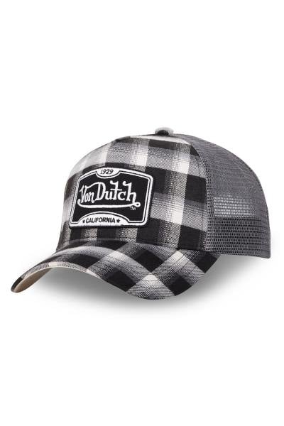 Casquette trucker à carreaux blanc et noir