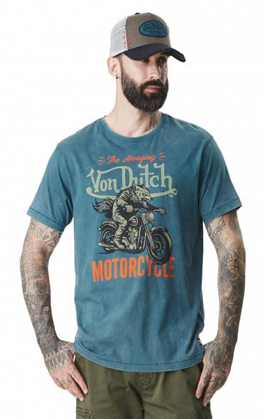 Blaues T-Shirt mit Biker-Illustration