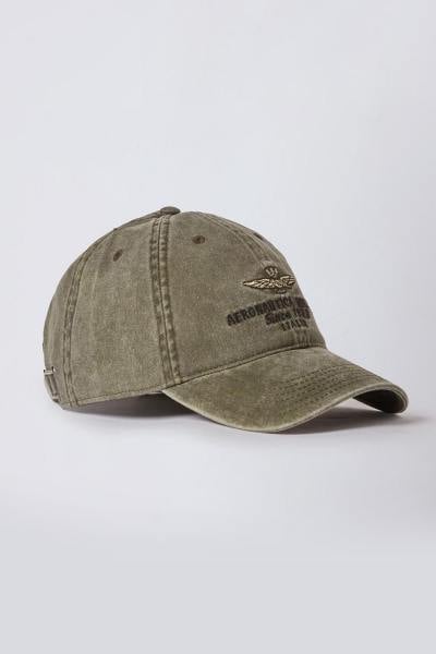 Gorra de algodón verde de aspecto auténtico.