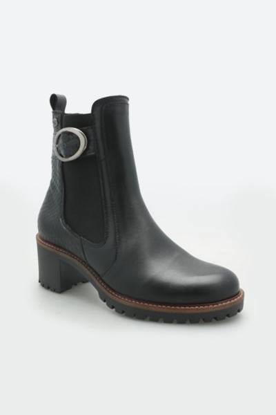 Bottines en cuir noir effet peau écaillée au talon