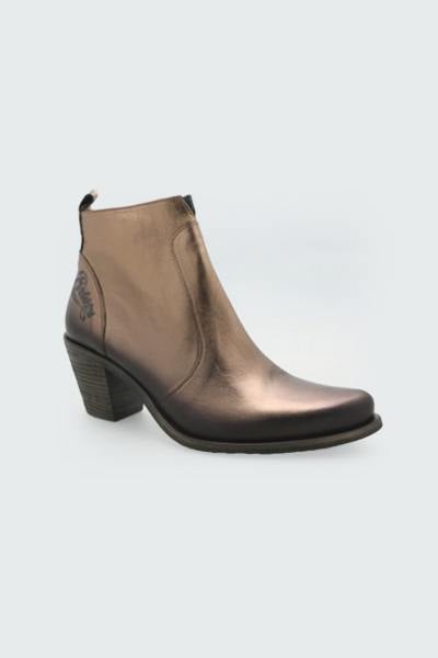 Bottines en cuir laminées couleur bronze