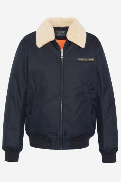 Blouson pilote textile bleu marine