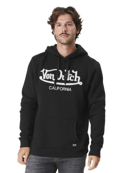 Sudadera negra con capucha y logo efecto lana