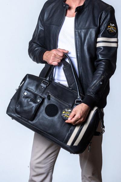 Sac en cuir format 48 heures avec patch interchangeable