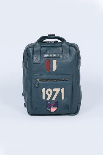 Mochila de piel azul Steve McQueen 71