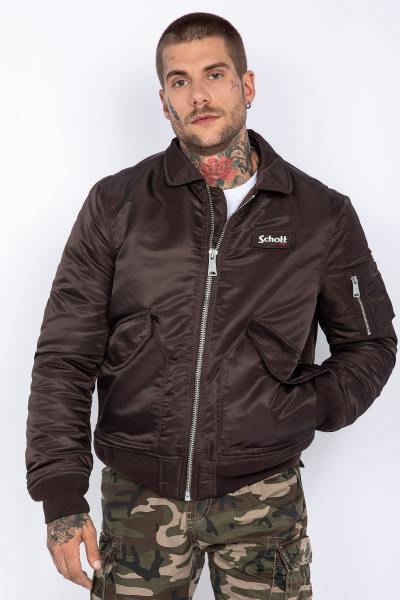 Bomber en nylon recyclé marron foncé