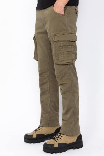 Pantaloni cargo color kaki multitasche