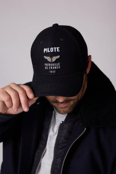 Casquette en coton et cuir brodée Patrouille de France