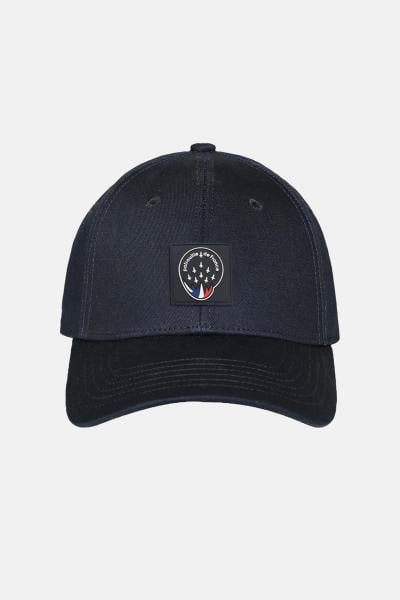 Gorra de algodón azul marino con logo de goma