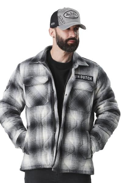 Schwarz-weiß kariertes Baumwoll-Overshirt