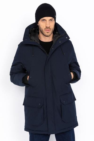 Parka in tessuto con cappuccio blu navy