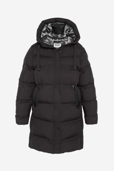 Lange schwarze Daunenjacke für Damen