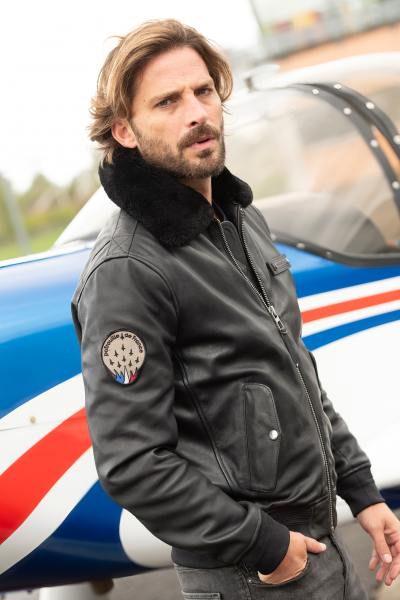 Chaqueta de aviador 70 aniversario de la patrulla de Francia para hombre en azul marino