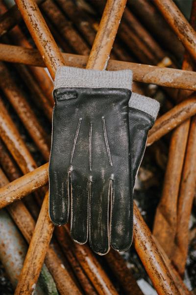 Gants en cuir de gentleman effet usé