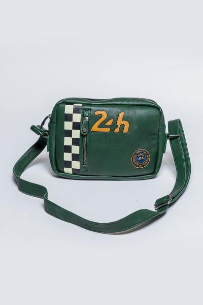 Bolso bandolera Reporter de piel racing verde