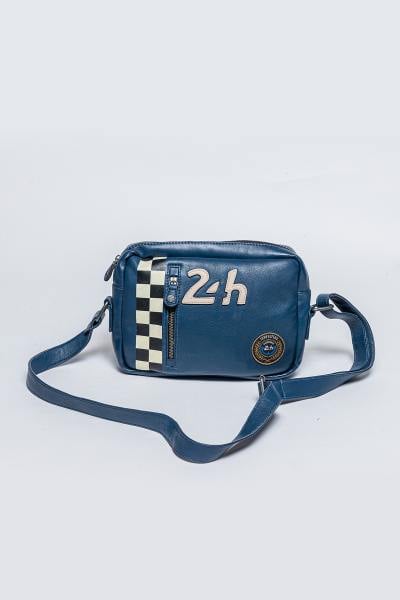 Sac reporter à bandoulière en cuir racing bleu royal