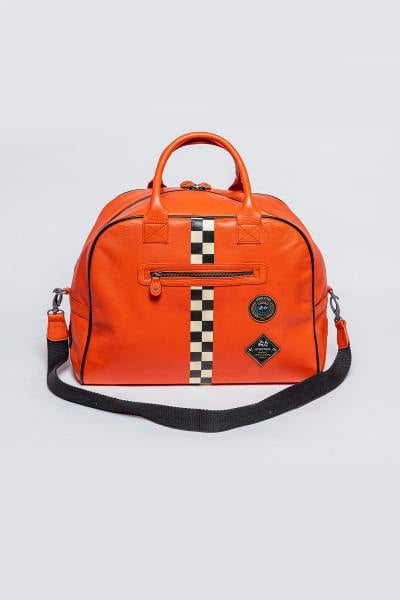 Orangefarbene 24-Stunden-Le-Mans-Handtasche aus Leder