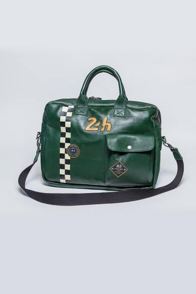 Sac porte-documents en cuir vert racing