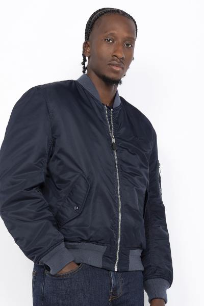 Bomber MA-1 lavato in nylon riciclato blu navy scuro