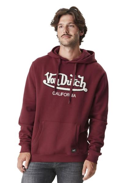 Felpa bordeaux con cappuccio e logo ad anello